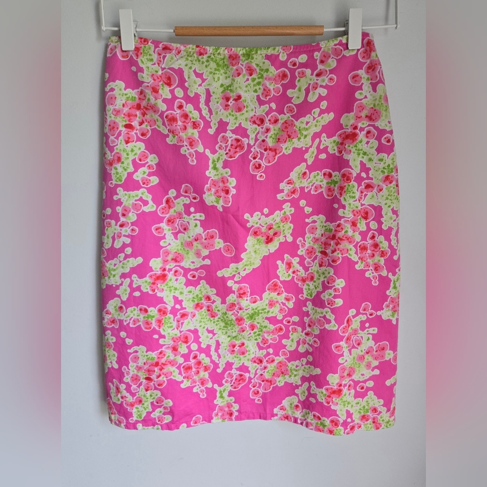 AGNÈS B. Floral Pink Cotton Skirt